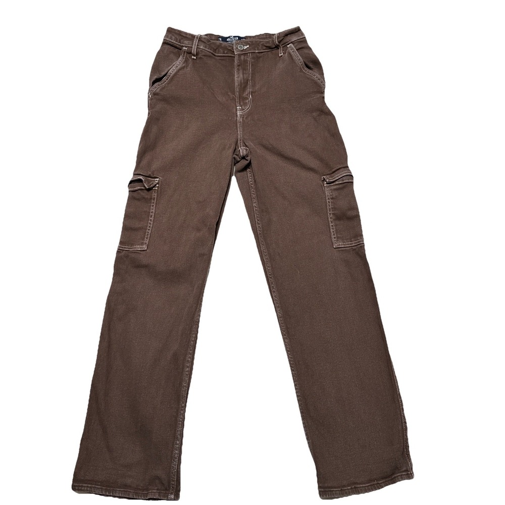 Hollister Women’s Ultra High-Rise Dad Jeans Brown Size 7R W28 L31 Cargo Pockets